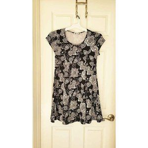 Wilde Dress Mini Black & White Floral Skater Size Large